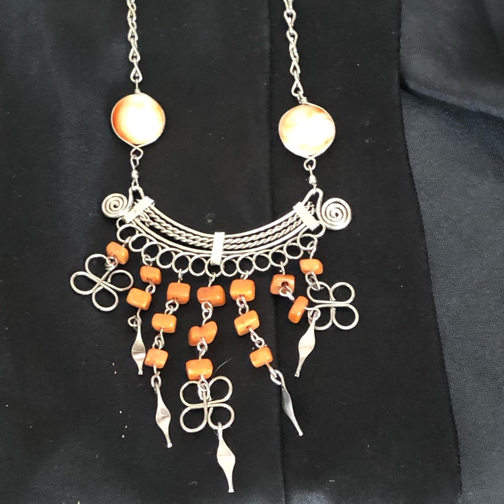 Orange And Silver Necklace - Picture 2 of 4
